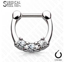 Piercing septum acier chirurgical 3 cristaux