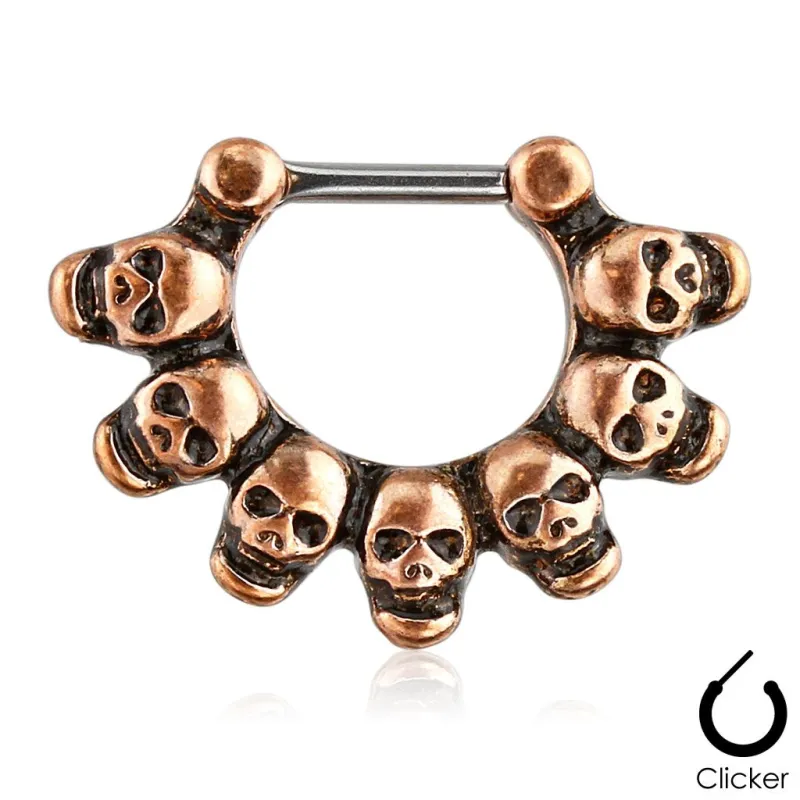 Piercing septum skulls cuivré