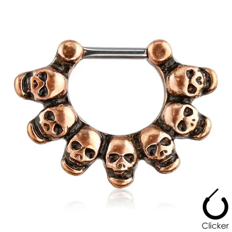 Piercing septum skulls cuivré