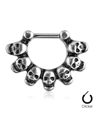 Piercing septum skulls argenté