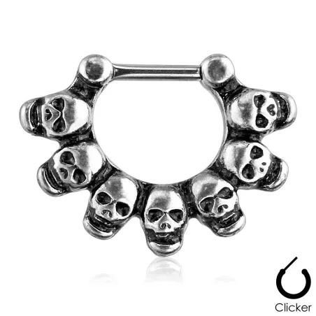 Piercing septum skulls argenté