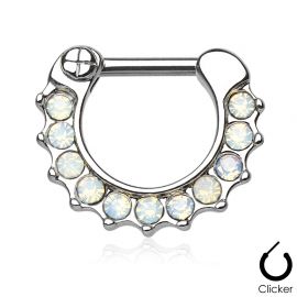 Piercing septum opales blanches