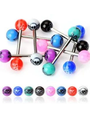 Piercing langue skull acrylique