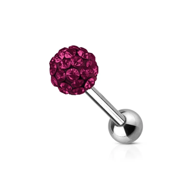 Piercing langue cristaux violet