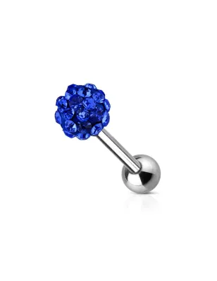 Piercing langue cristaux bleu