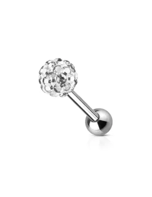 Piercing langue cristaux blanc