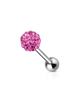 Piercing langue cristaux rose