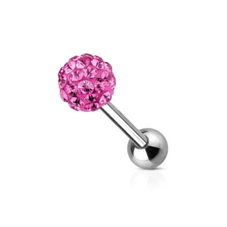 Piercing langue cristaux rose