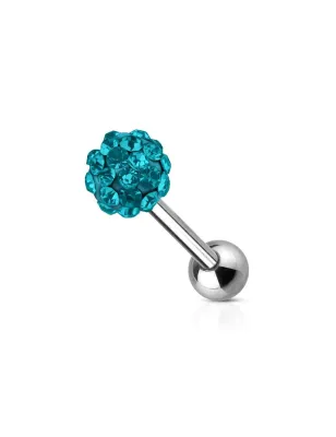 Piercing langue cristaux turquoise