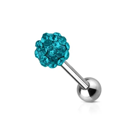 Piercing langue cristaux turquoise