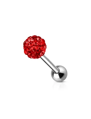 Piercing langue cristaux rouge