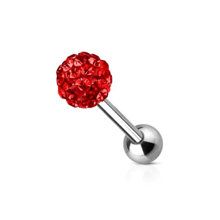 Piercing langue cristaux rouge