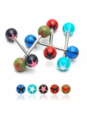 Lot de 8 piercing langue acrylique étoiles