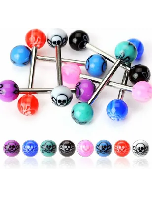 Lot de 8 piercing langue skull acrylique