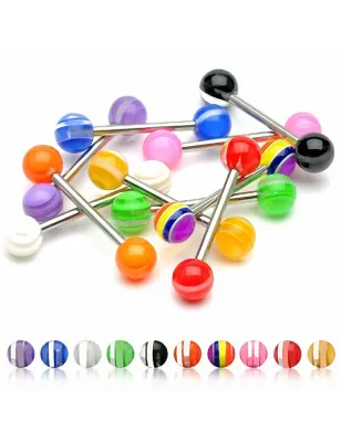 Lot de 10 piercing langue acrylique striés