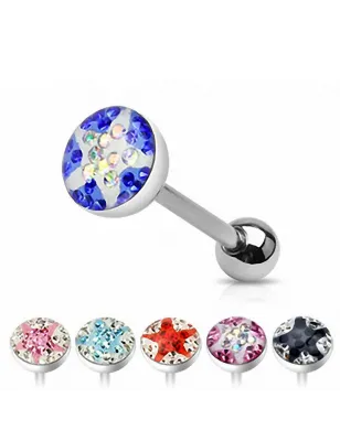 Piercing langue étoile cristaux