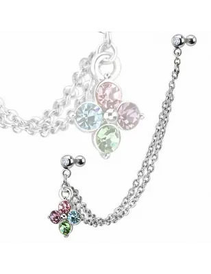 Double piercing cartilage oreille fleur
