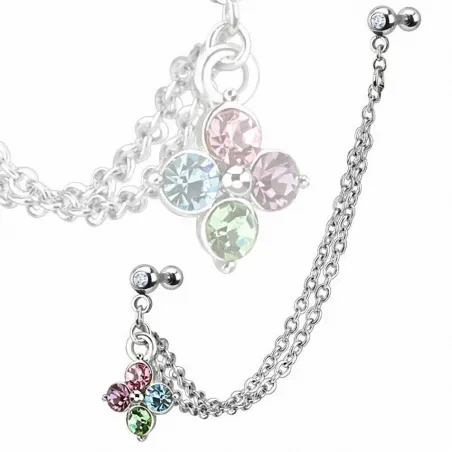 Double piercing cartilage oreille fleur