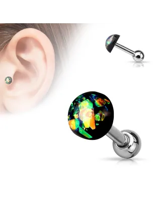 Piercing cartilage dôme opale vert