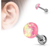 Piercing cartilage dôme opale rose