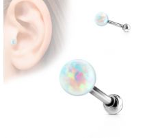 Piercing cartilage argenté opale