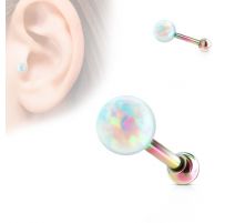 Piercing cartilage multicolore opale