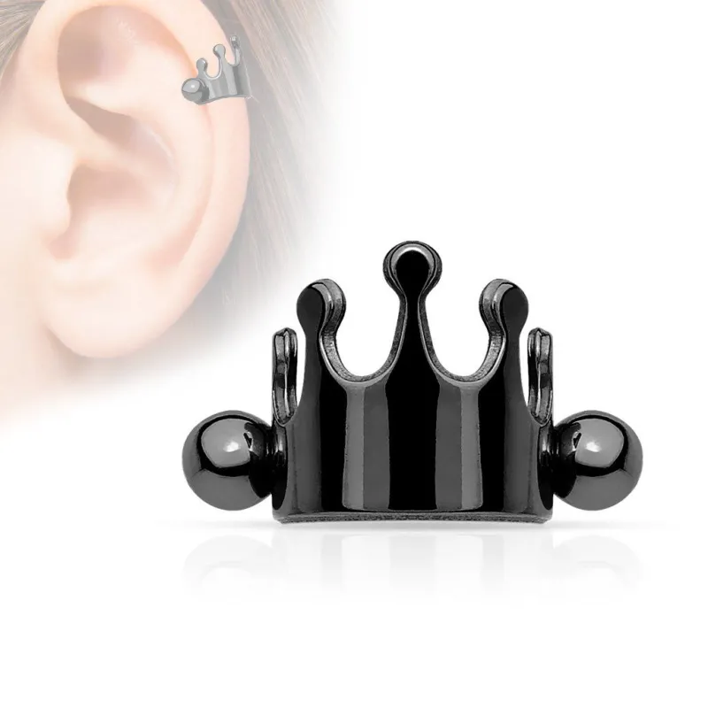 Piercing cartilage couronne noir