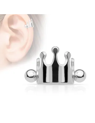 Piercing cartilage couronne argenté