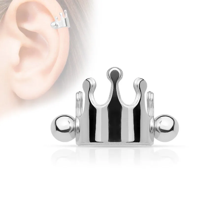 Piercing cartilage couronne argenté