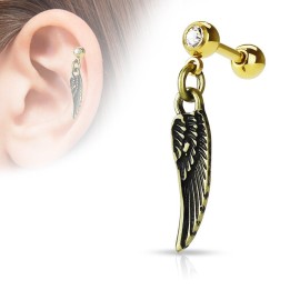 Piercing cartilage pendentif aile d'ange doré