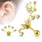 Piercing cartilage éventail cinq strass doré