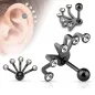 Piercing cartilage éventail cinq strass noir