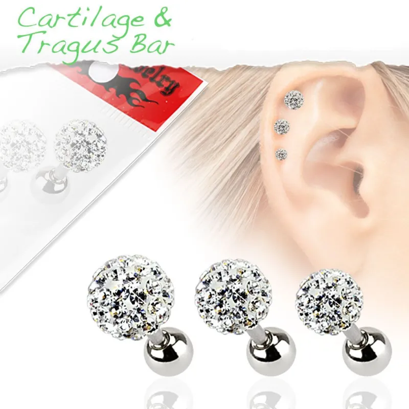 Lot de 3 piercing cartilage cristaux blanc