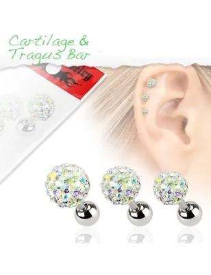 Lot de 3 piercing cartilage cristaux aurore boréale