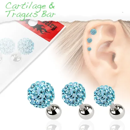 Lot de 3 piercing cartilage cristaux turquoise