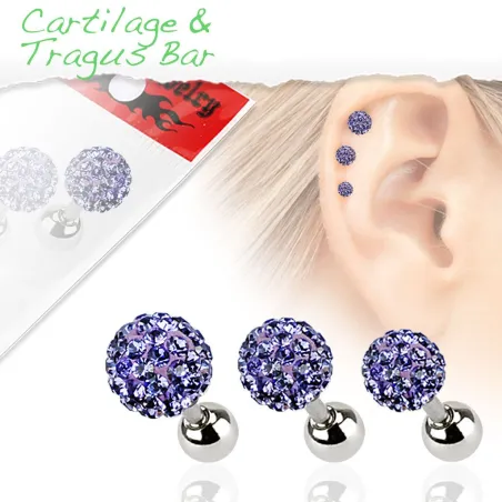 Lot de 3 piercing cartilage cristaux tanzanite