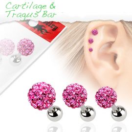 Lot de 3 piercing cartilage cristaux rose