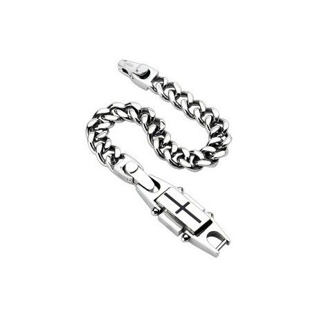 Bracelet acier inoxydable Rectangle Croix