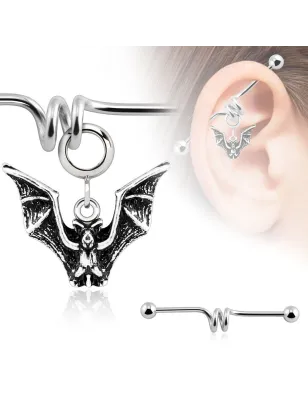 Piercing industriel pendentif chauve souris