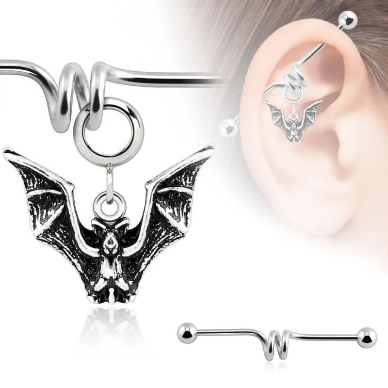 Piercing industriel pendentif chauve souris