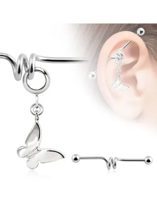 Piercing industriel pendentif papillon
