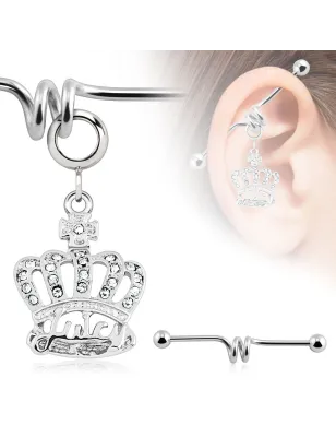 Piercing industriel pendentif couronne