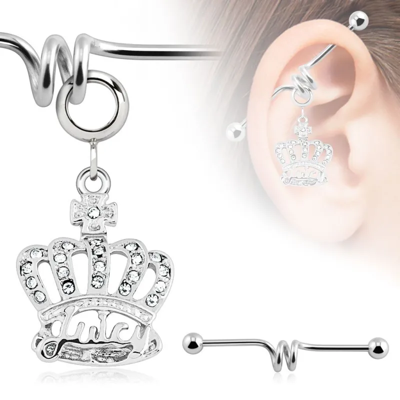 Piercing industriel pendentif couronne