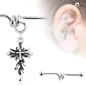Piercing industriel pendentif croix en flammes