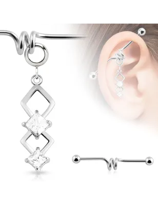 Piercing industriel pendentif double marquise