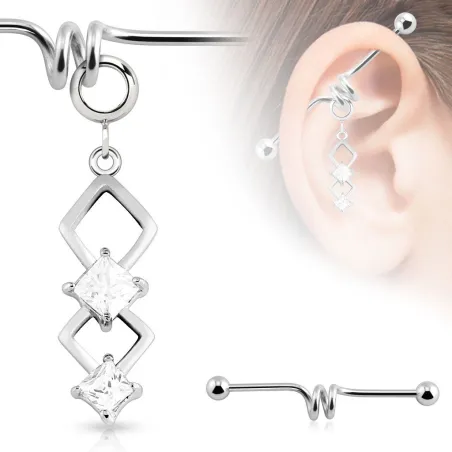 Piercing industriel pendentif double marquise