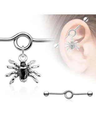 Piercing industriel pendentif araignée noire
