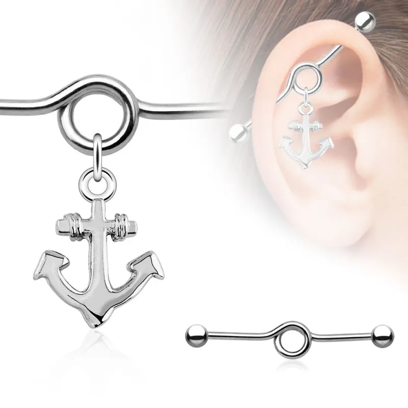 Piercing industriel pendentif ancre marine