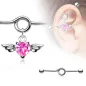 Piercing industriel pendentif cœur ailé rose