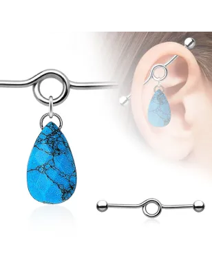 Piercing industriel pendentif larme en turquoise